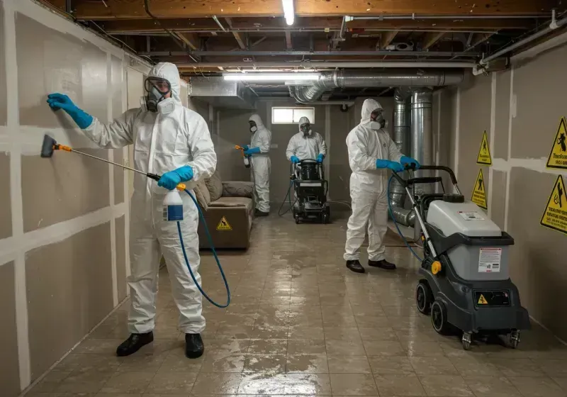 Basement Moisture Removal and Structural Drying process in Dulac, LA